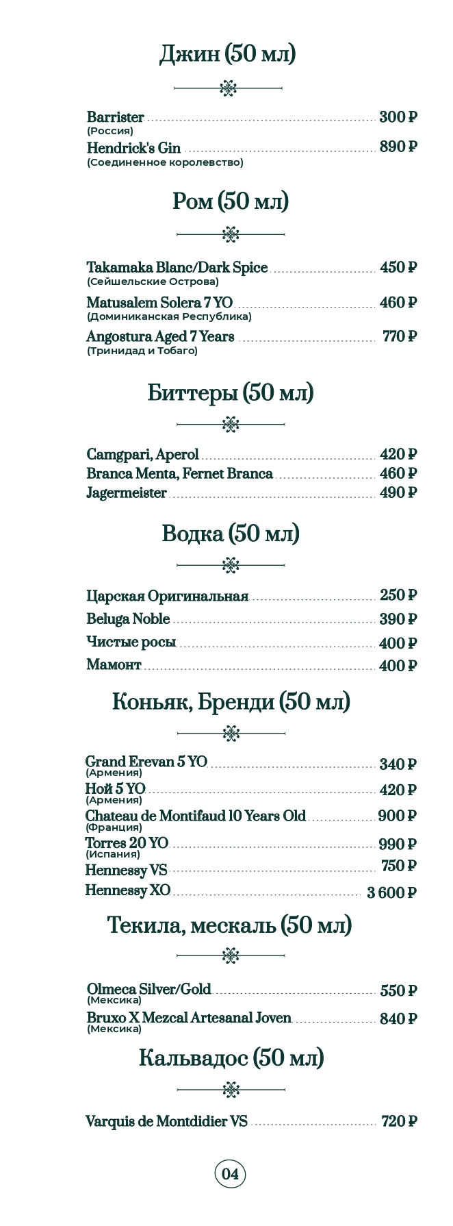 Винная и барная карта. Страница 4